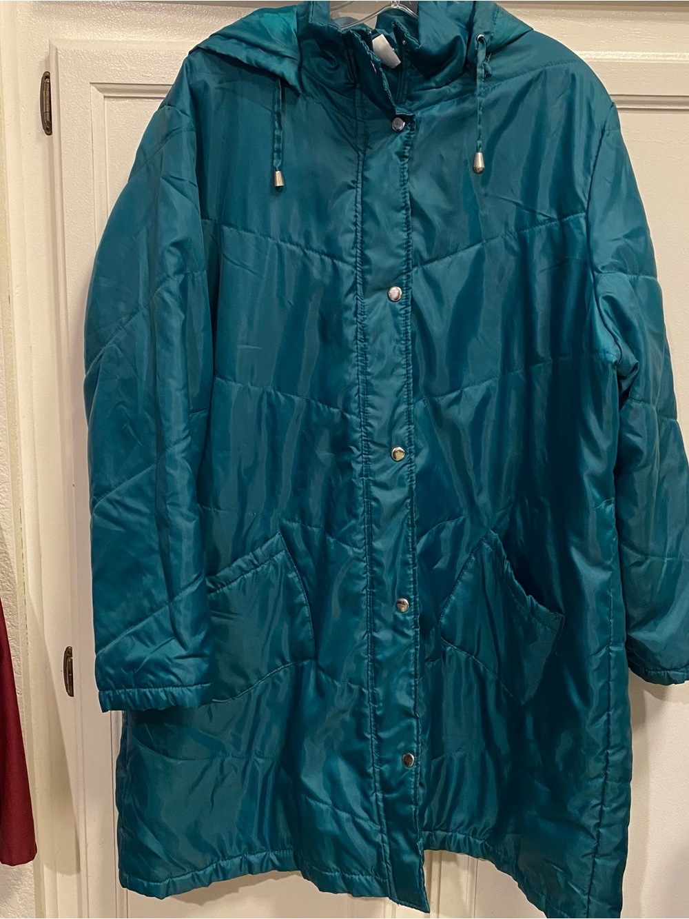 Source Unknown Teal Hooded Long Puffer Coat